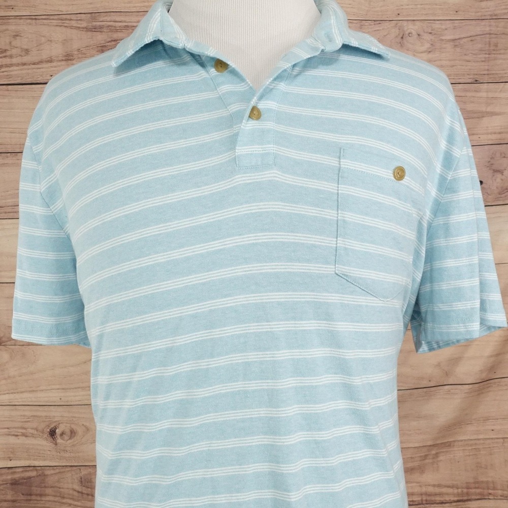 Sonoma Goods For Life Polo Shirt Mens 2XL Blue Cotton Polyester Striped Pocket